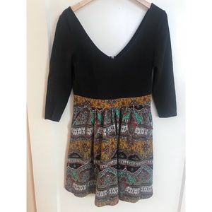 Maeve Fit and Flare Dress Deep V Front and Back